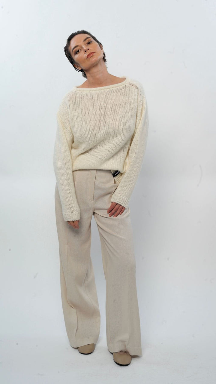 Relaxed fit sweater White - BeaA - Be At Home with Yourself - sweater