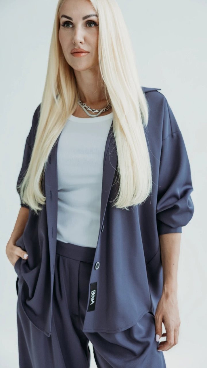 Shirt Stone Blue color - BeaA - Be At Home with Yourself - Top