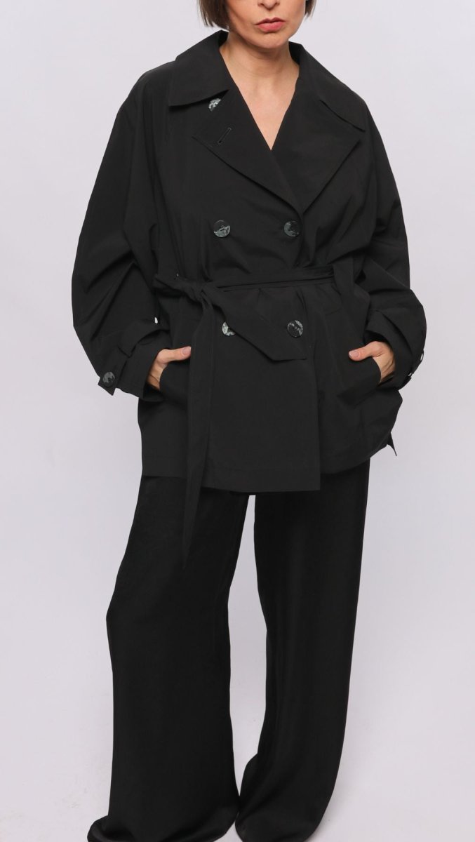 Short Water - Repellent Jacket with Belt - BeaA - Be At Home with Yourself - coat