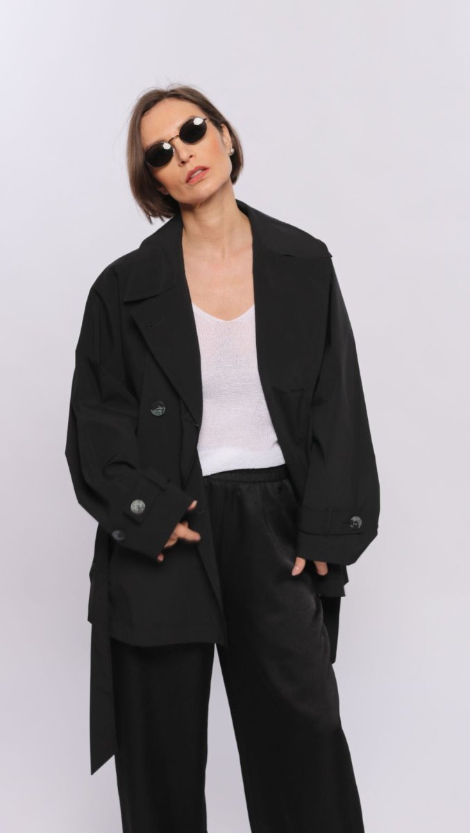 Short Water - Repellent Jacket with Belt - BeaA - Be At Home with Yourself - coat
