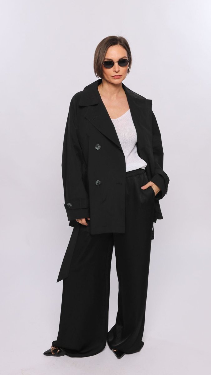 Short Water - Repellent Jacket with Belt - BeaA - Be At Home with Yourself - coat