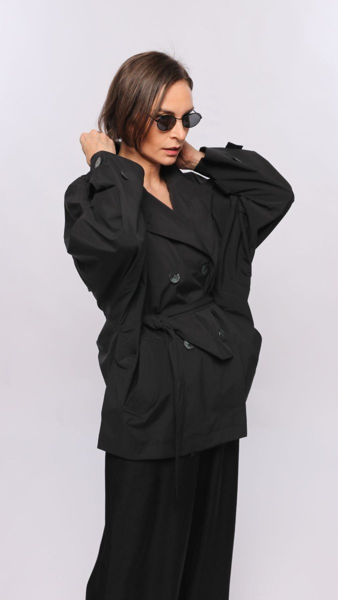 Short Water - Repellent Jacket with Belt - BeaA - Be At Home with Yourself - coat