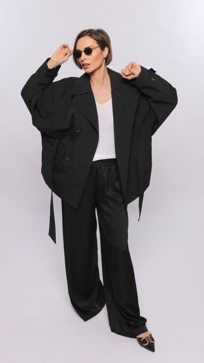 Short Water - Repellent Jacket with Belt - BeaA - Be At Home with Yourself - coat