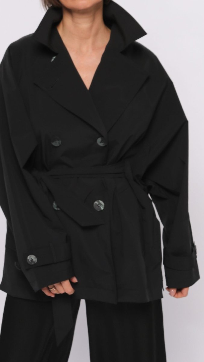 Short Water - Repellent Jacket with Belt - BeaA - Be At Home with Yourself - coat