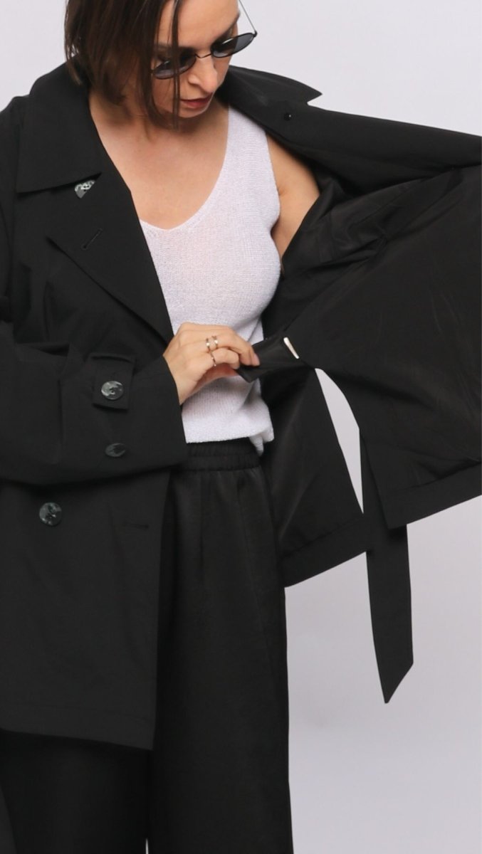 Short Water - Repellent Jacket with Belt - BeaA - Be At Home with Yourself - coat