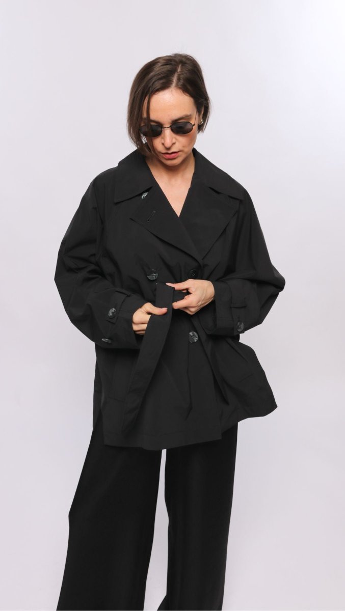 Short Water - Repellent Jacket with Belt - BeaA - Be At Home with Yourself - coat