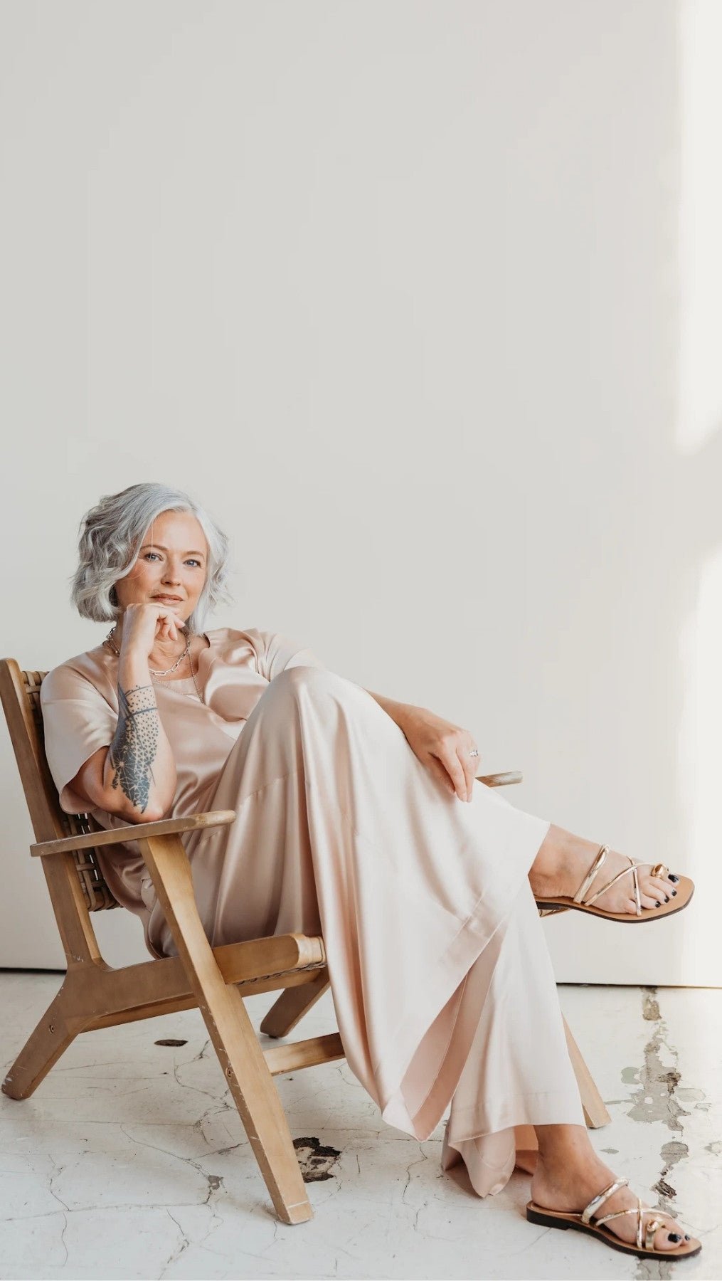 Silk Palazzo Trousers Champagne - BeaA - Be At Home with Yourself - Trousers
