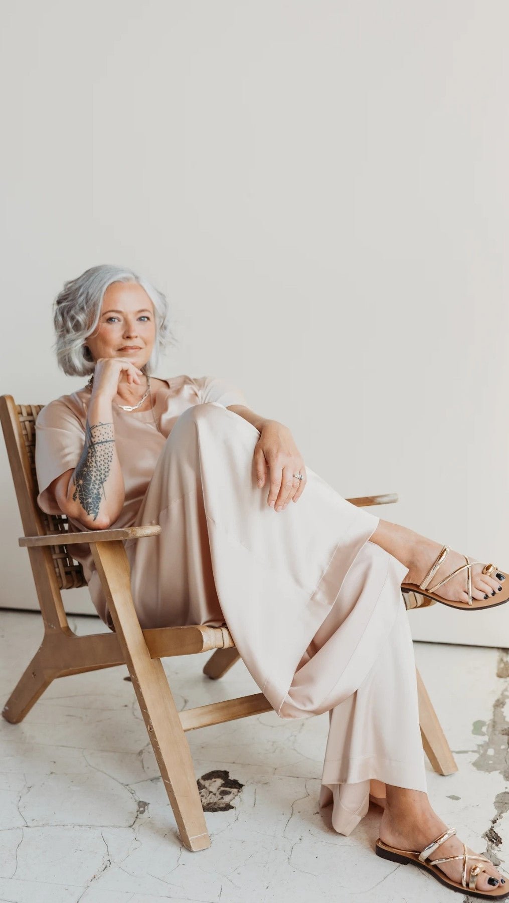 Silk Palazzo Trousers Champagne - BeaA - Be At Home with Yourself - Trousers