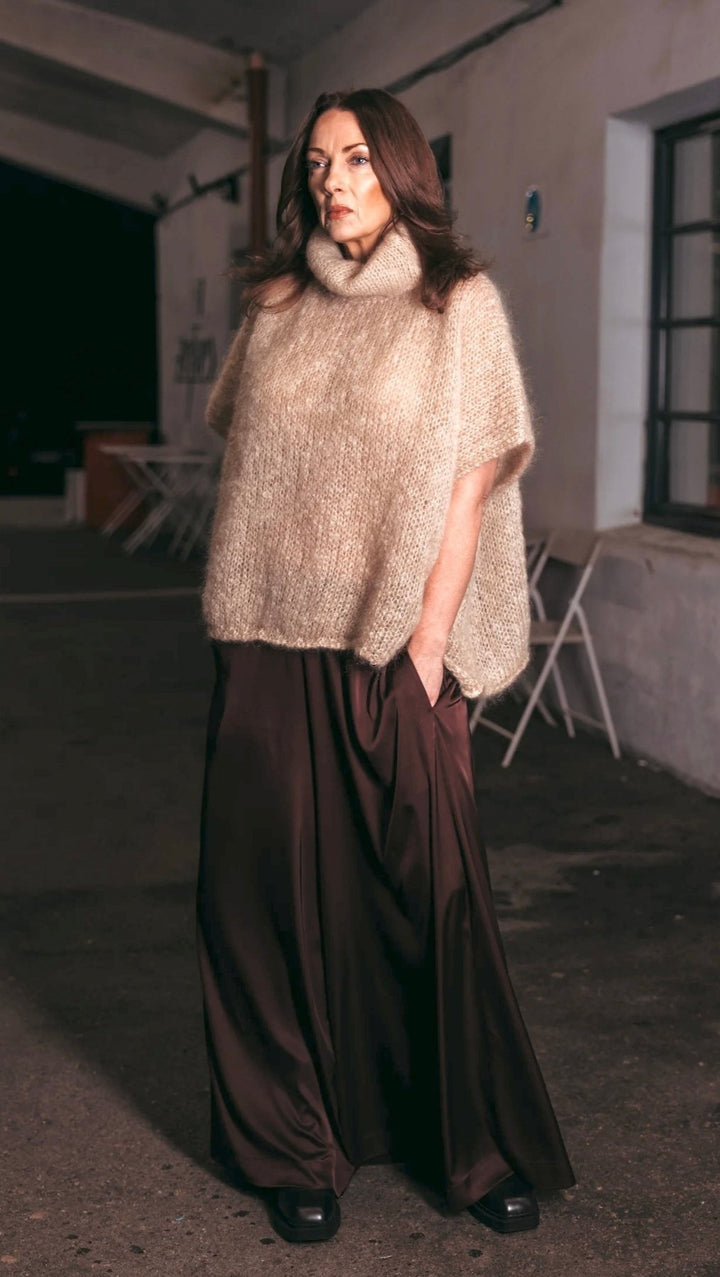 Silk Palazzo Trousers Dark brown - BeaA - Be At Home with Yourself - Trousers