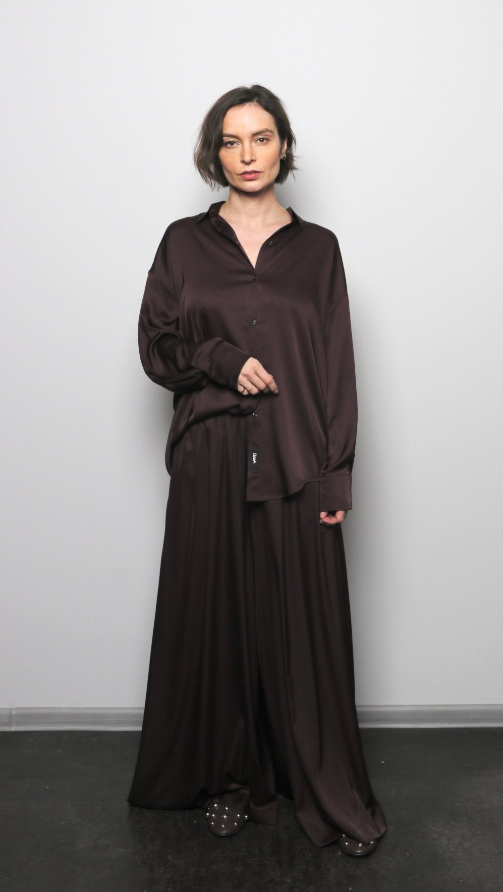Silk Palazzo Trousers Dark brown - BeaA - Be At Home with Yourself - Trousers