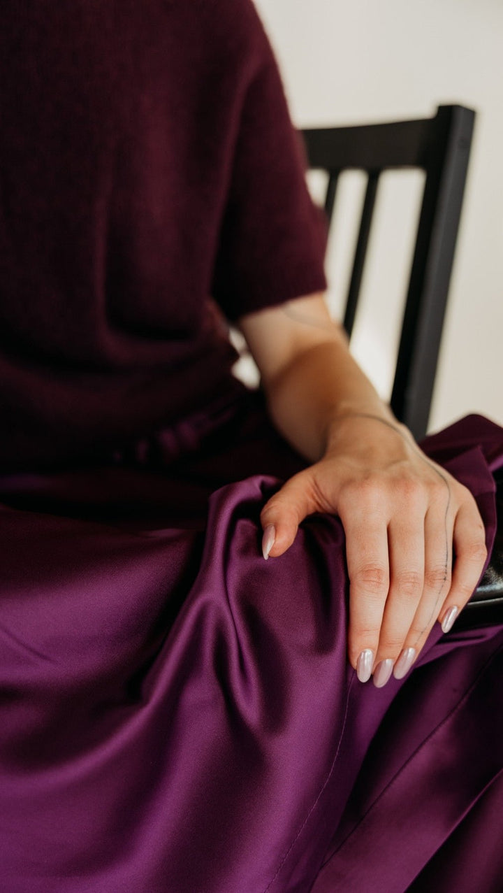 Silk Palazzo Trousers Plum Purple - BeaA - Be At Home with Yourself - Trousers