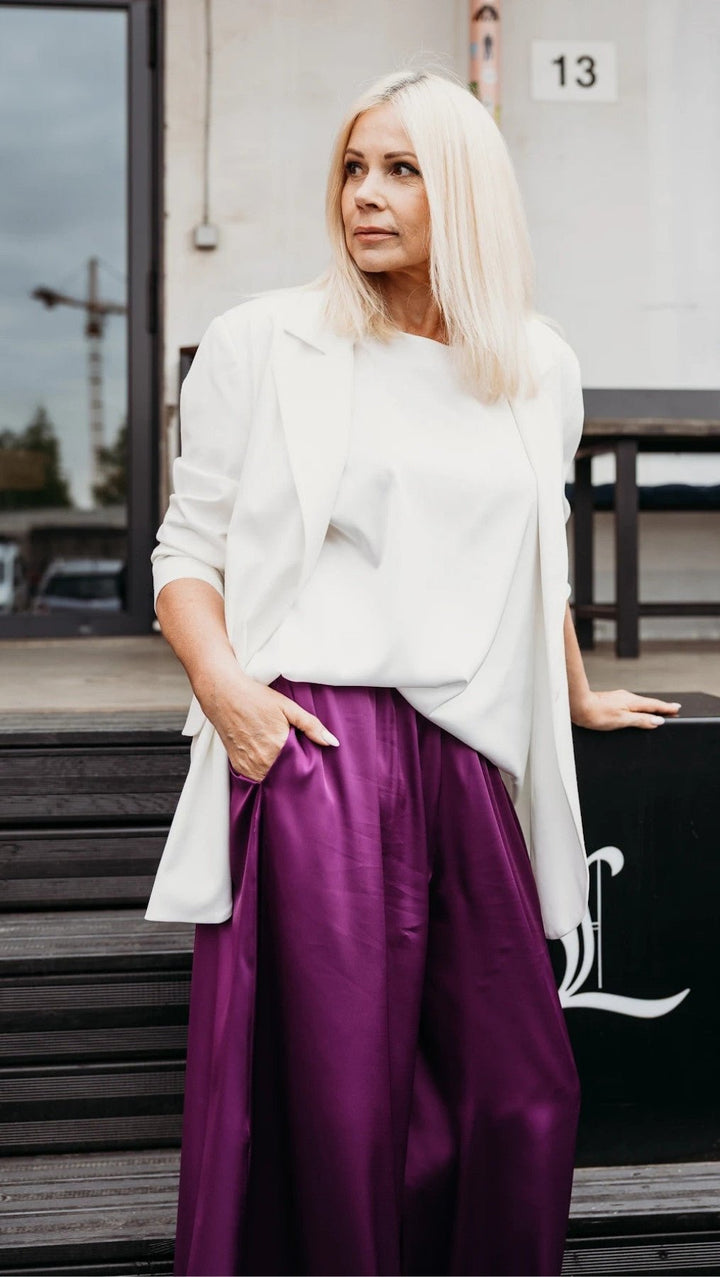 Silk Palazzo Trousers Plum Purple - BeaA - Be At Home with Yourself - Trousers