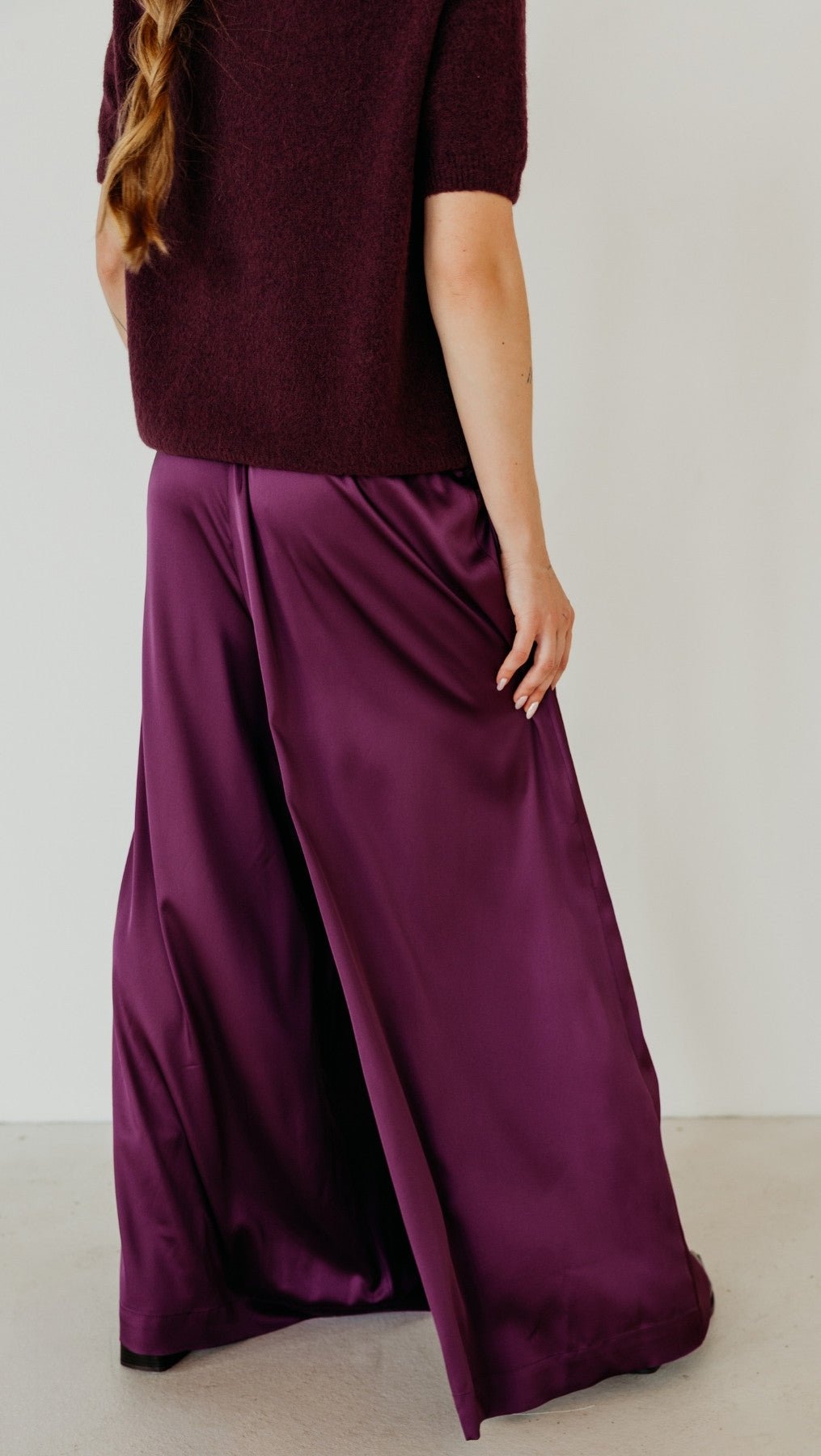 Silk Palazzo Trousers Plum Purple - BeaA - Be At Home with Yourself - Trousers