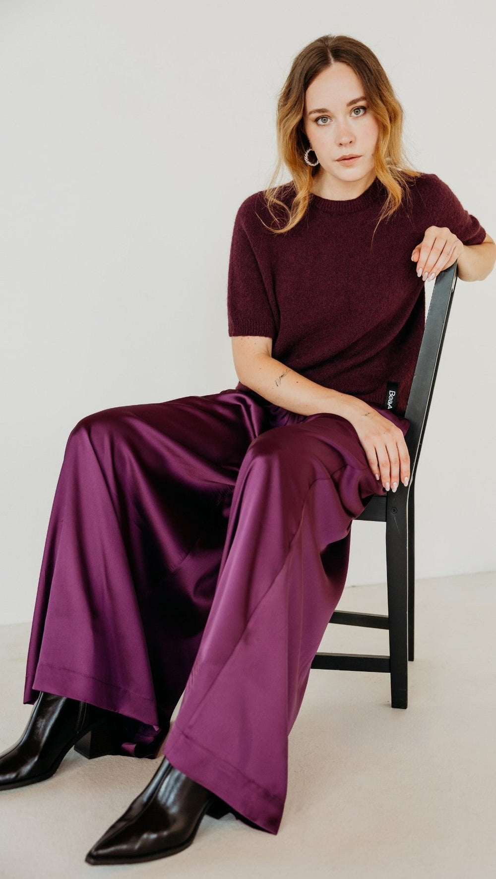 Silk Palazzo Trousers Plum Purple - BeaA - Be At Home with Yourself - Trousers