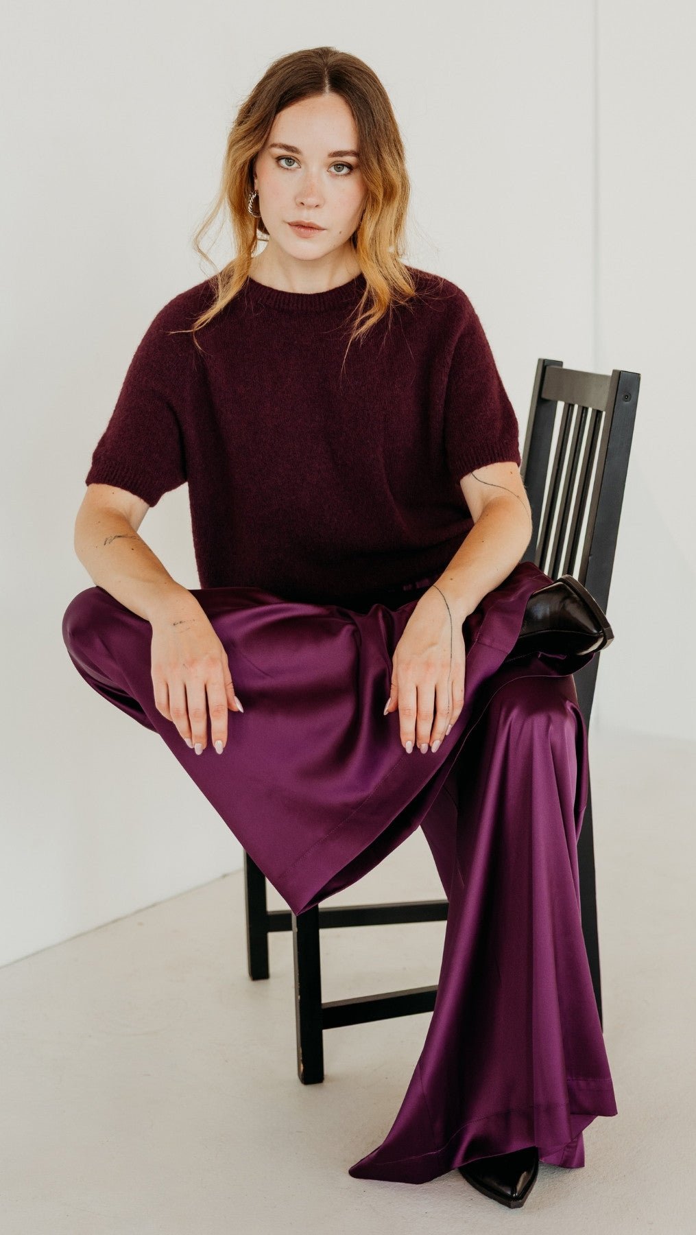 Silk Palazzo Trousers Plum Purple - BeaA - Be At Home with Yourself - Trousers