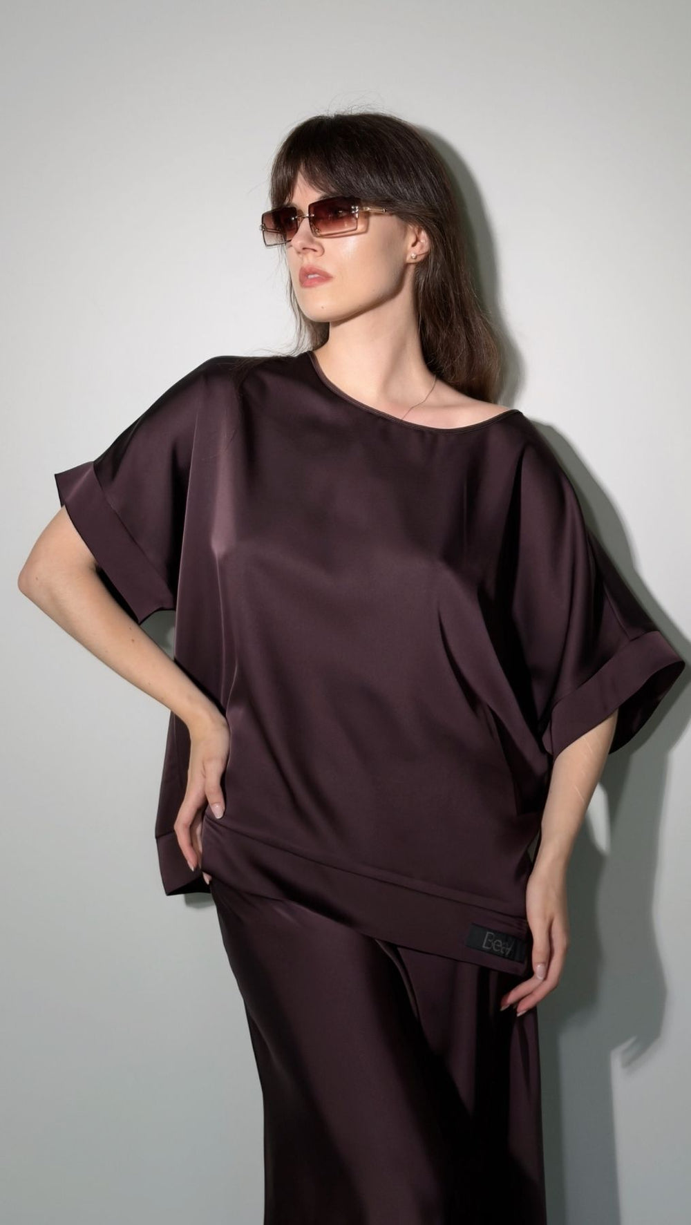 Silk Satin Top Deep Plum - BeaA - Be At Home with Yourself - Top