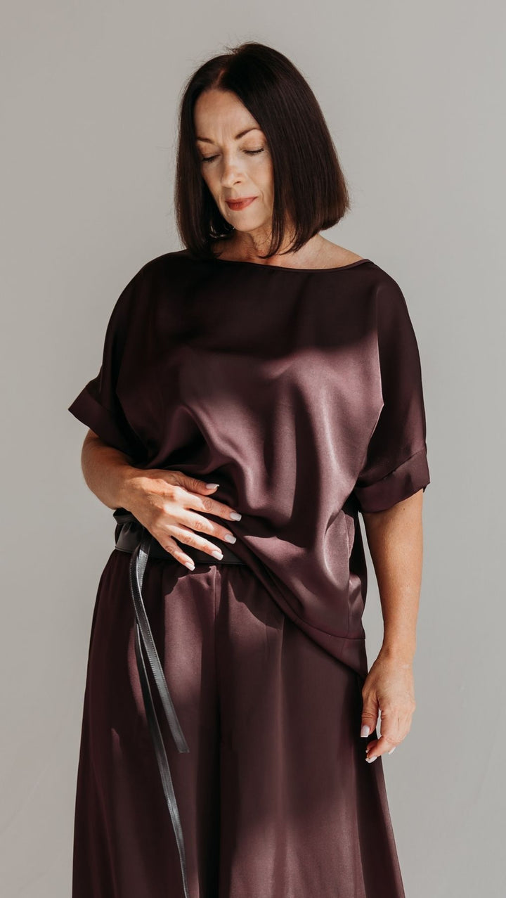 Silk Satin Top Deep Plum - BeaA - Be At Home with Yourself - Top