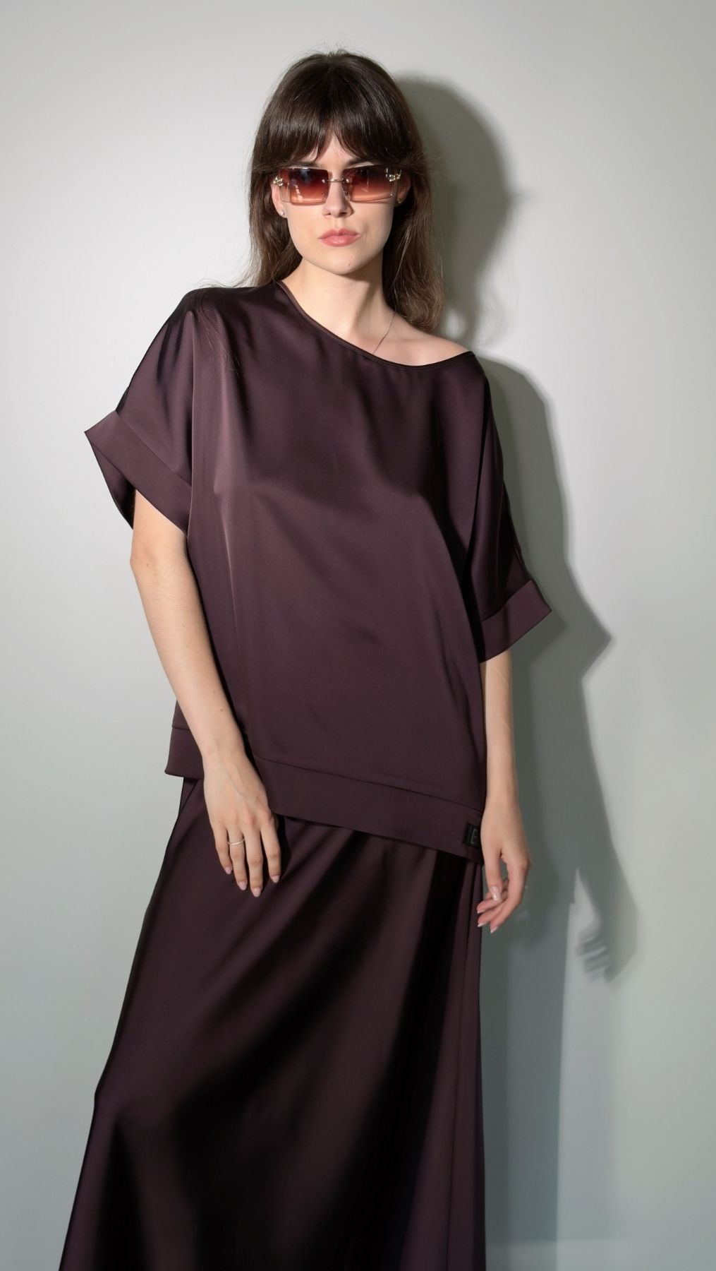 Silk Satin Top Deep Plum - BeaA - Be At Home with Yourself - Top