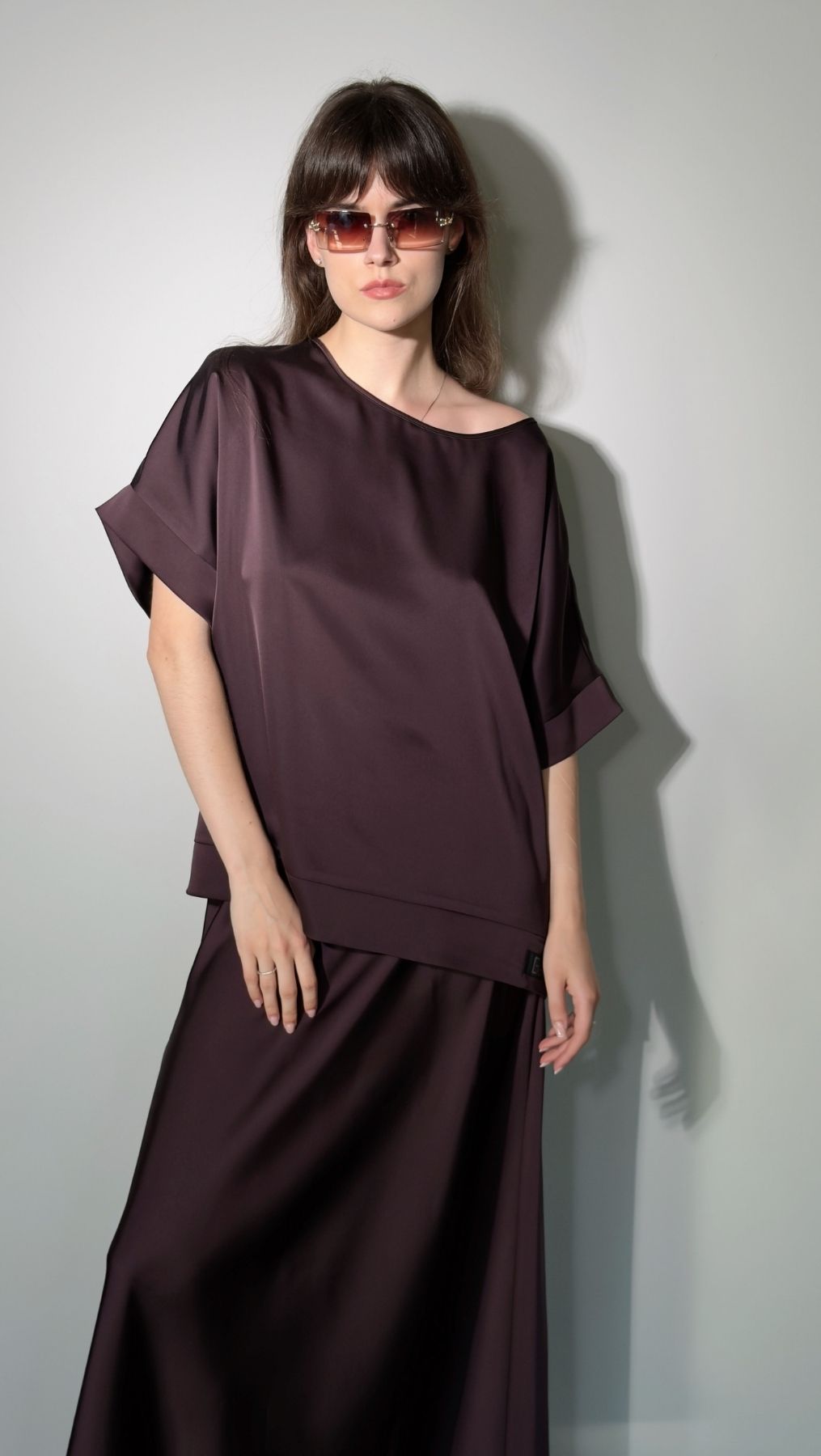 Silk Satin Top Deep Plum - BeaA - Be At Home with Yourself - Top