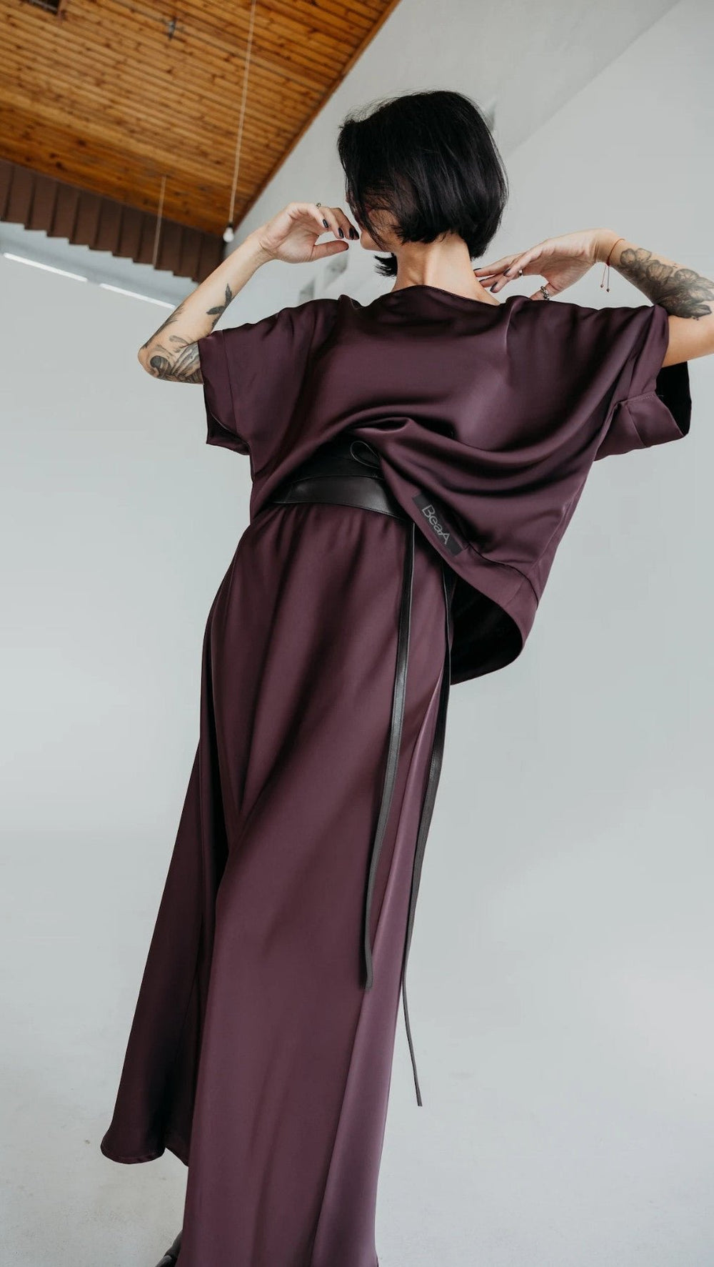 Silk Satin Top Deep Plum - BeaA - Be At Home with Yourself - Top