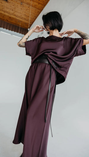 Silk Satin Top Deep Plum