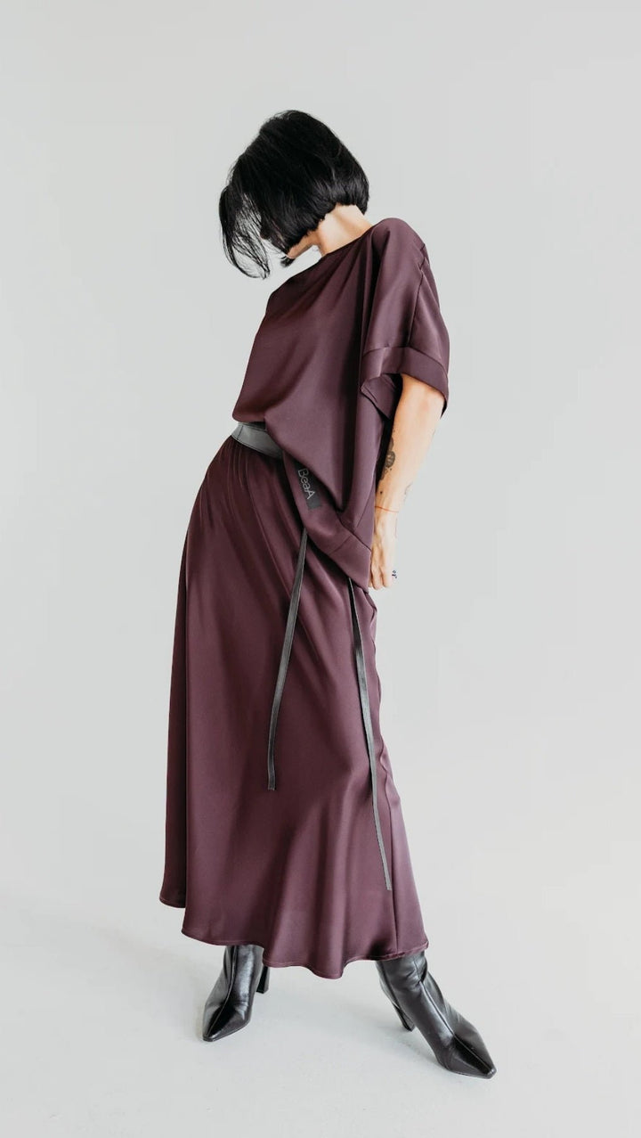 Silk Satin Top Deep Plum - BeaA - Be At Home with Yourself - Top