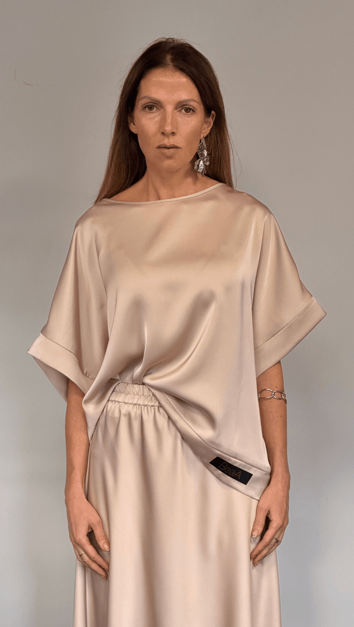 Silk Satin Top Seashell - BeaA - Be At Home with Yourself - Top