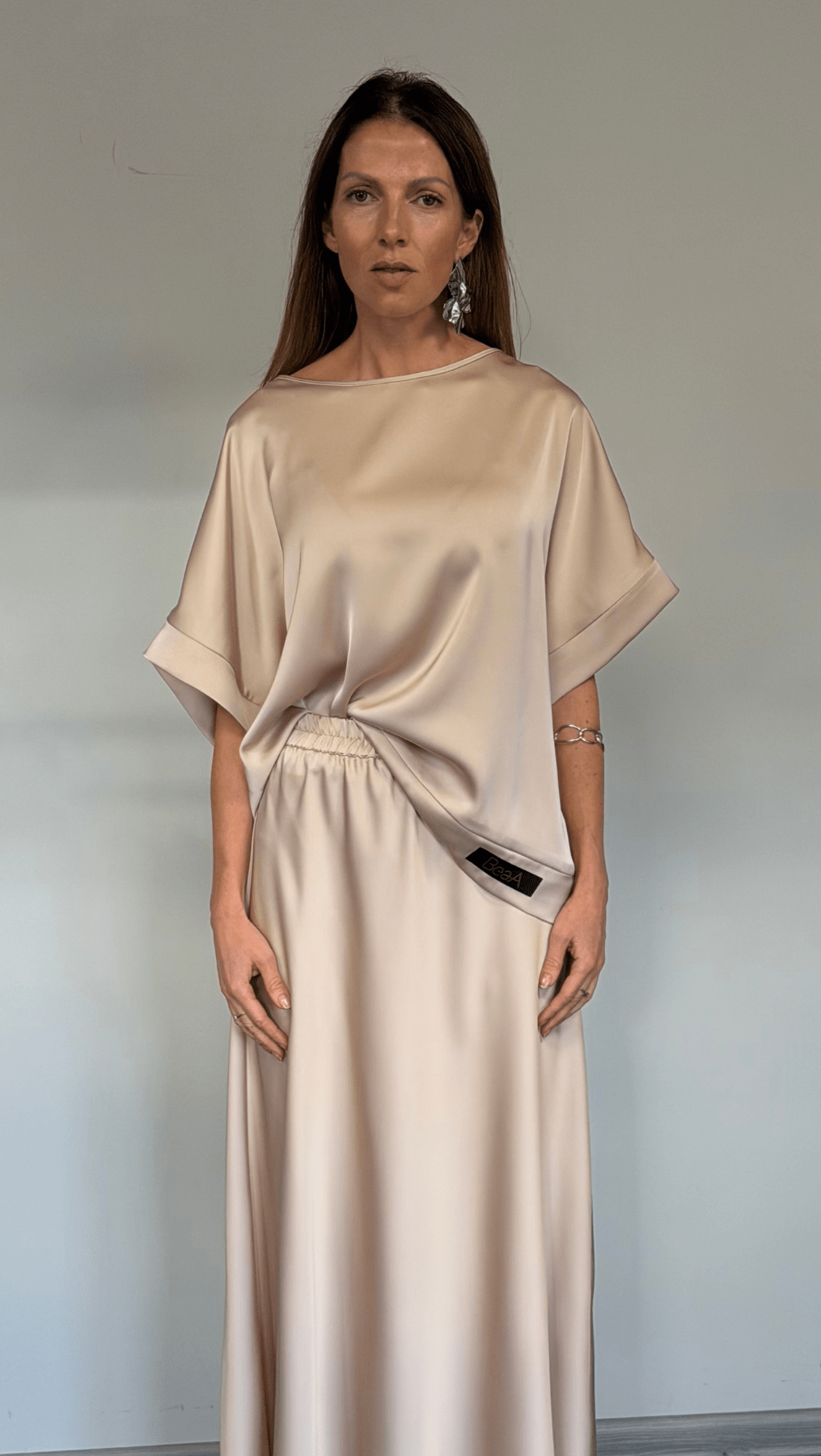 Silk Satin Top Seashell - BeaA - Be At Home with Yourself - Top