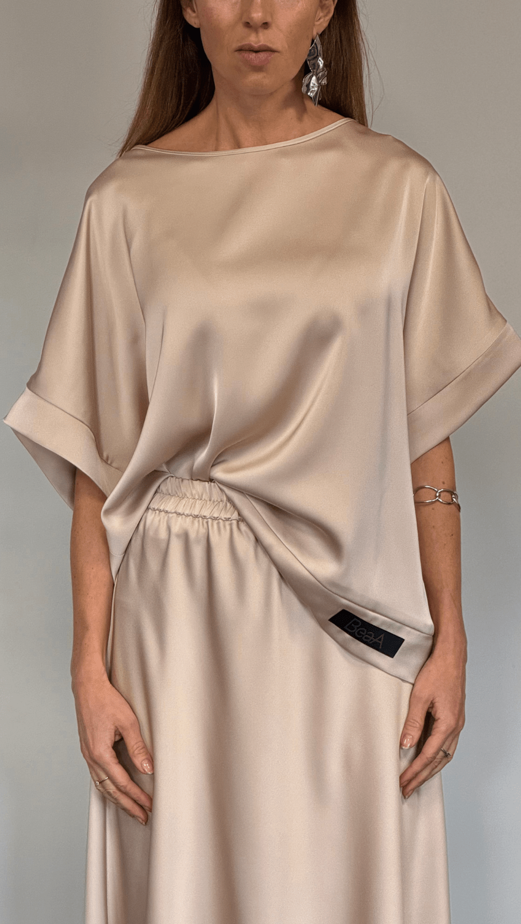 Silk Satin Top Seashell - BeaA - Be At Home with Yourself - Top