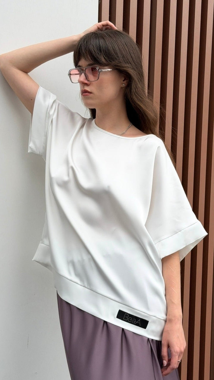 Silk Satin Top White - BeaA - Be At Home with Yourself - Top