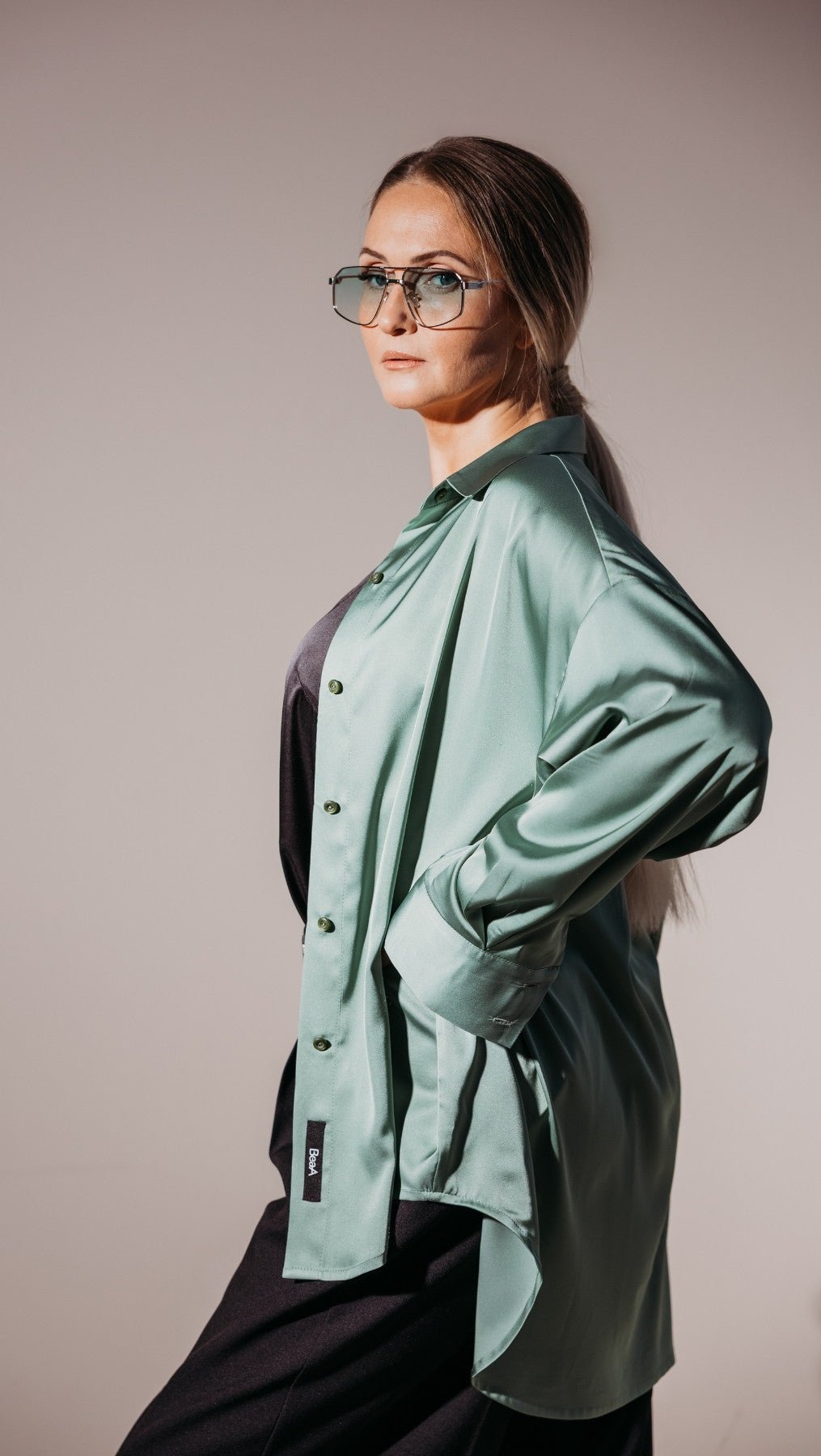 Silk Shirt Basil - BeaA - Be At Home with Yourself - Top