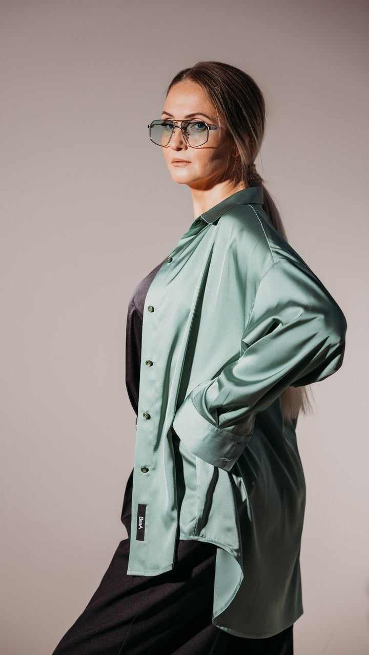 Silk Shirt Basil - BeaA - Be At Home with Yourself - Top