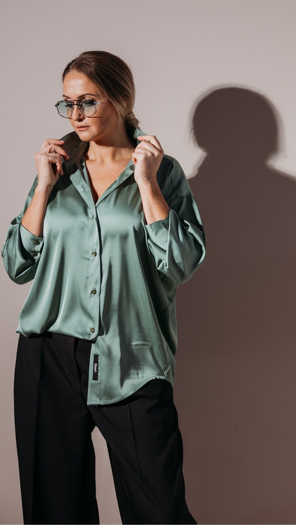 Silk Shirt Basil - BeaA - Be At Home with Yourself - Top