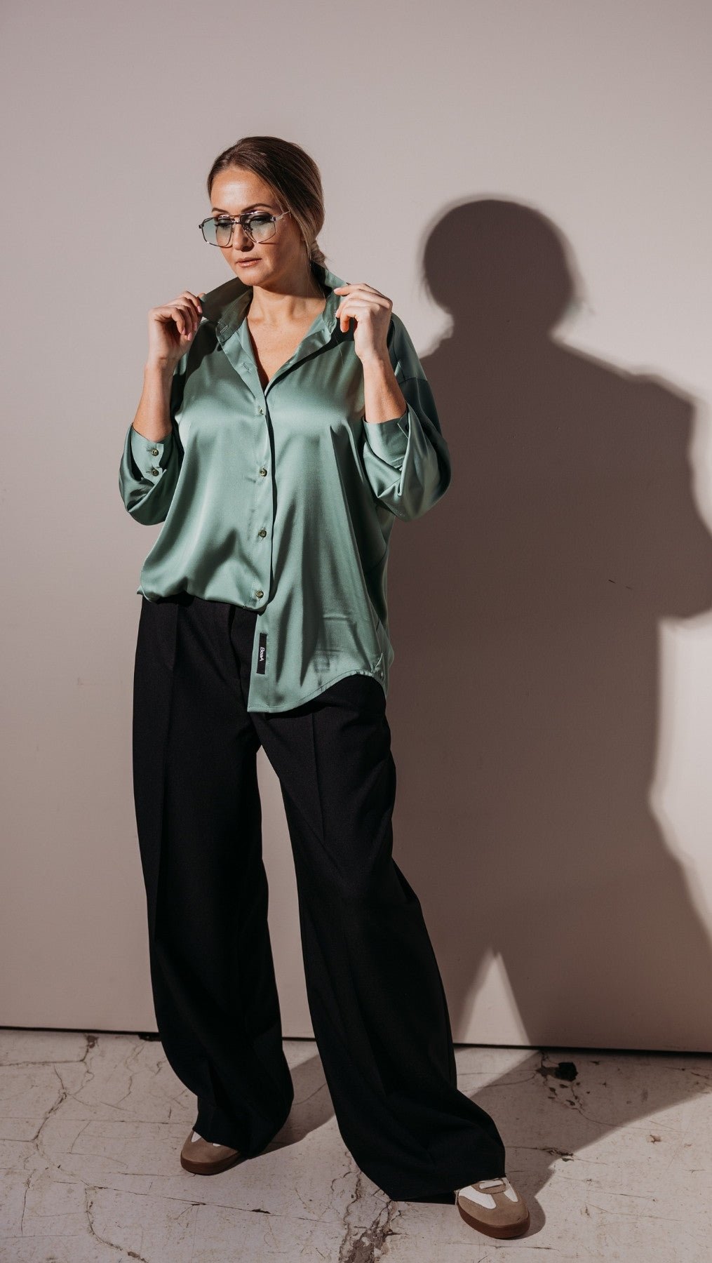 Silk Shirt Basil - BeaA - Be At Home with Yourself - Top