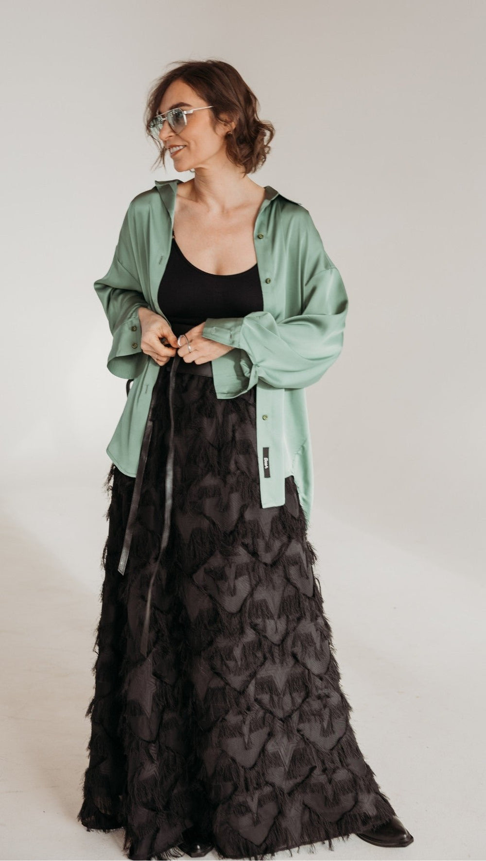 Silk Shirt Basil - BeaA - Be At Home with Yourself - Top