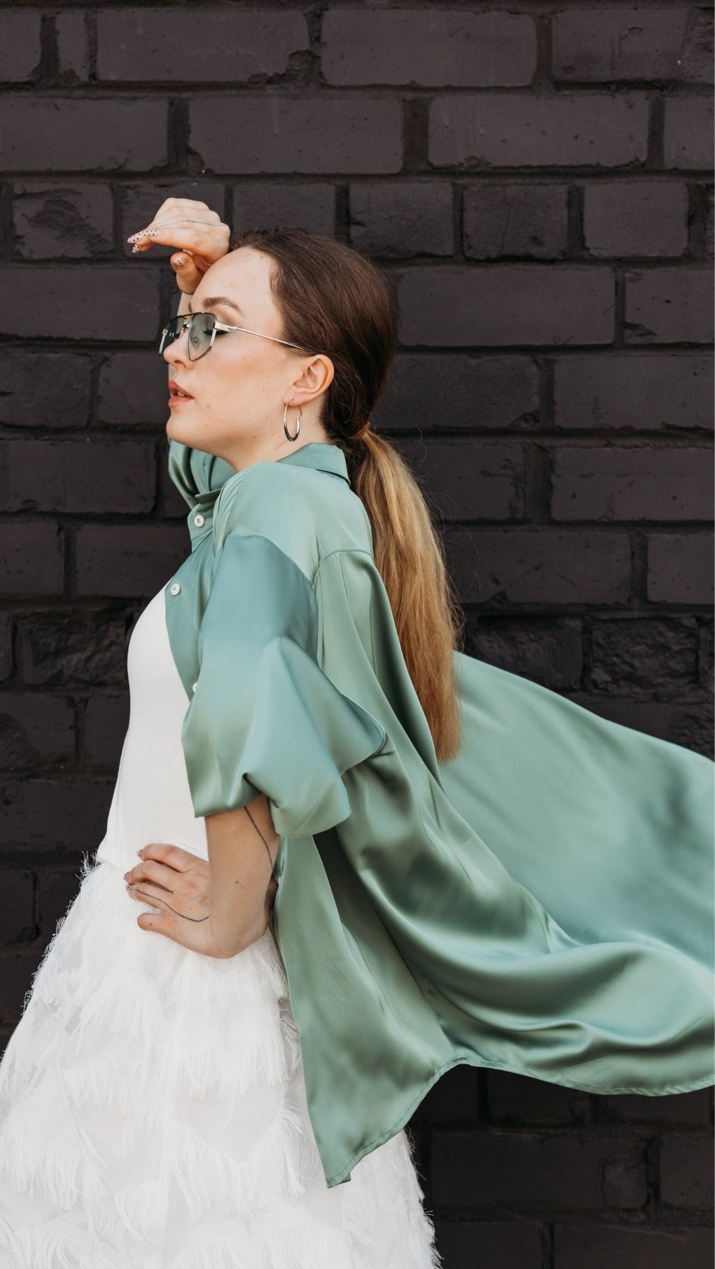 Silk Shirt Basil - BeaA - Be At Home with Yourself - Top