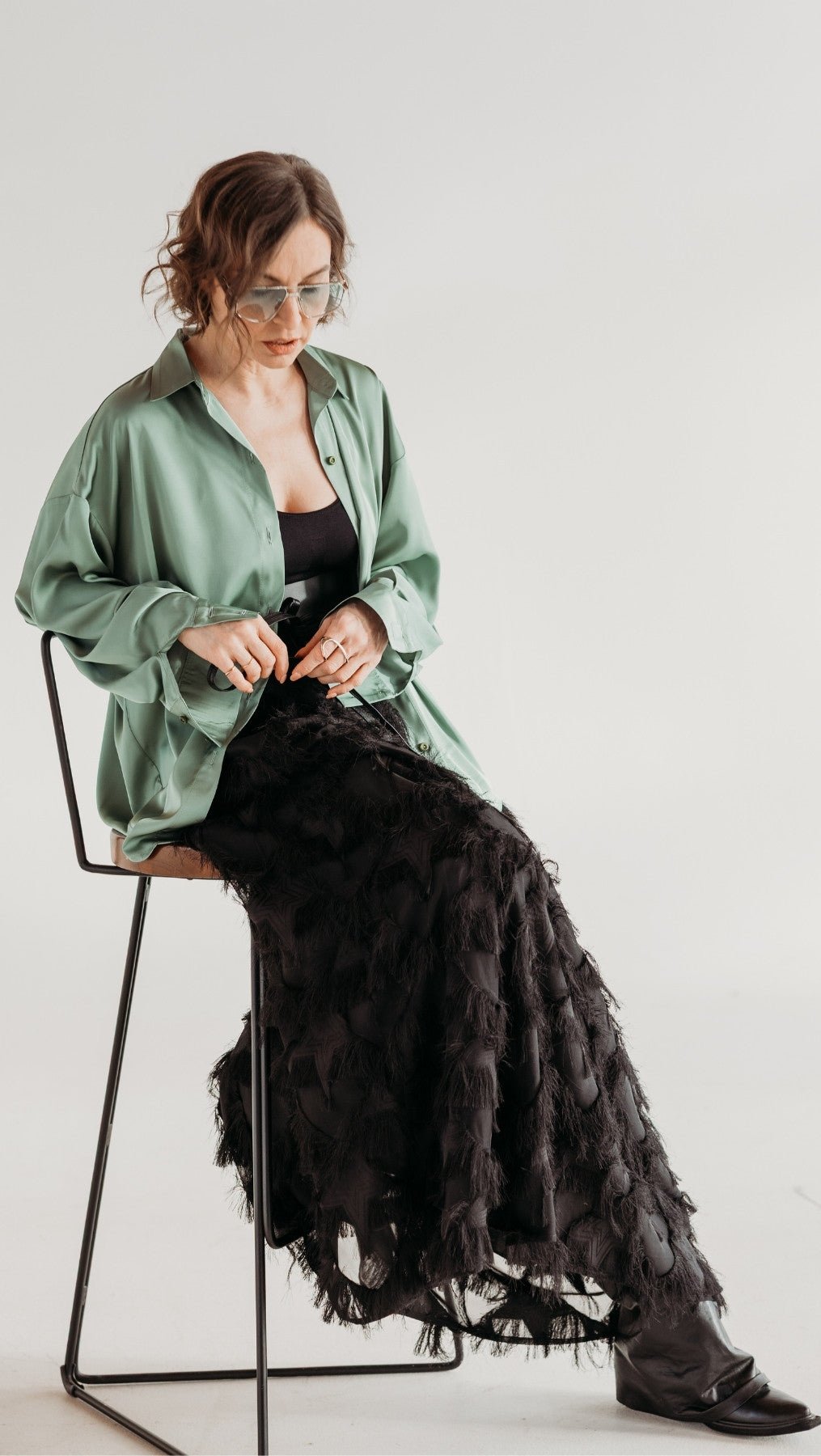 Silk Shirt Basil - BeaA - Be At Home with Yourself - Top