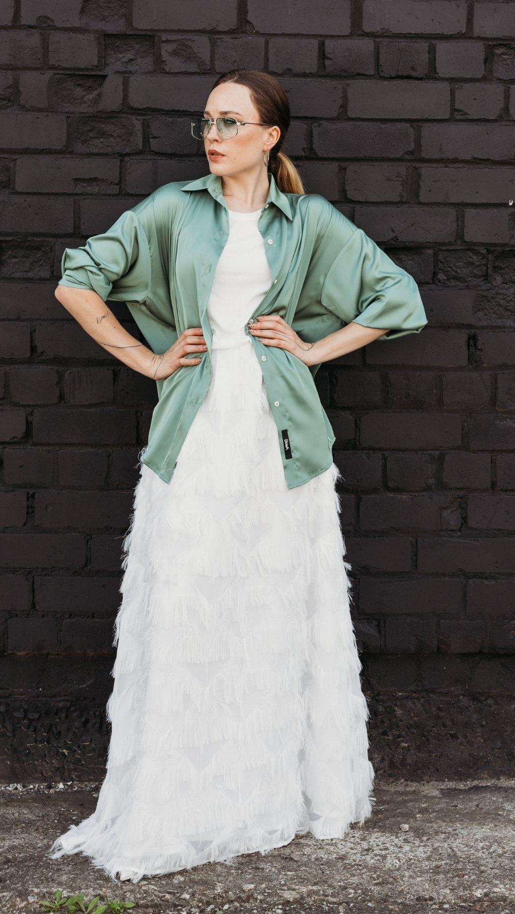 Silk Shirt Basil - BeaA - Be At Home with Yourself - Top