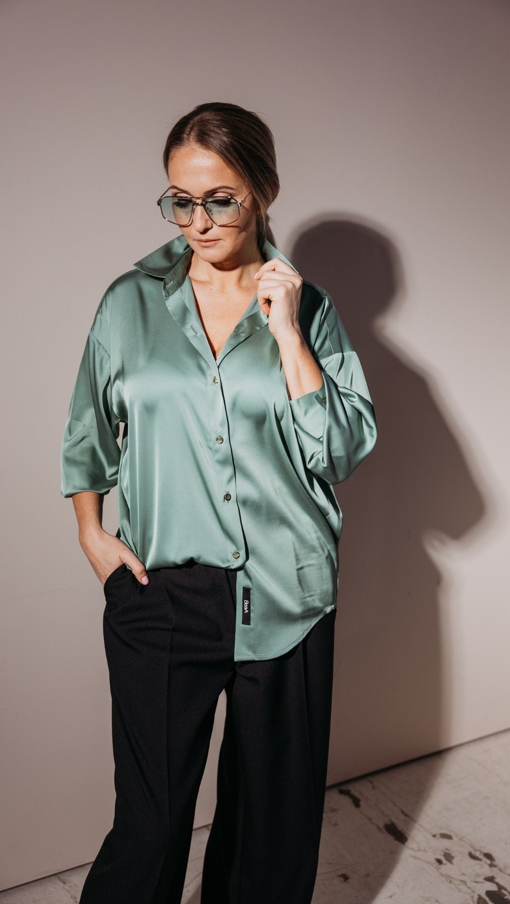 Silk Shirt Basil - BeaA - Be At Home with Yourself - Top