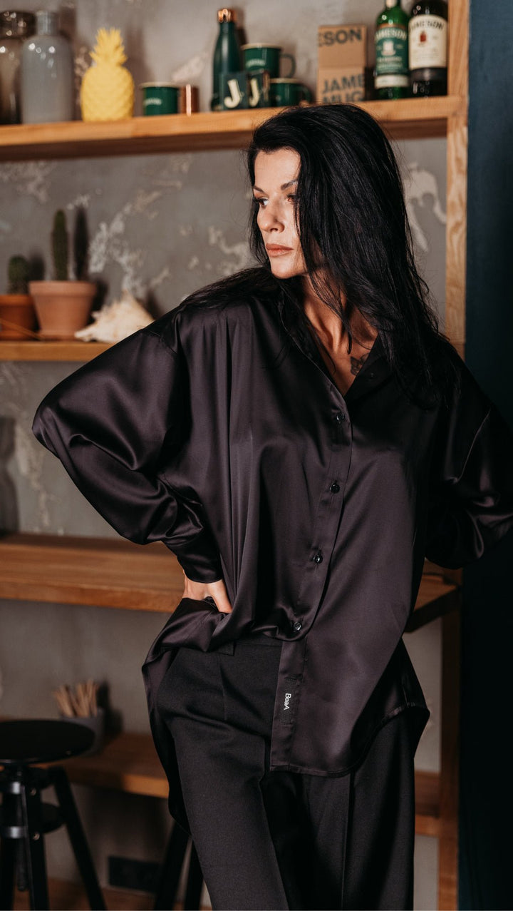 Silk Shirt Black - BeaA - Be At Home with Yourself - Top