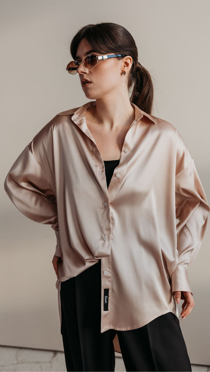 Silk Shirt Champagne - BeaA - Be At Home with Yourself - Top