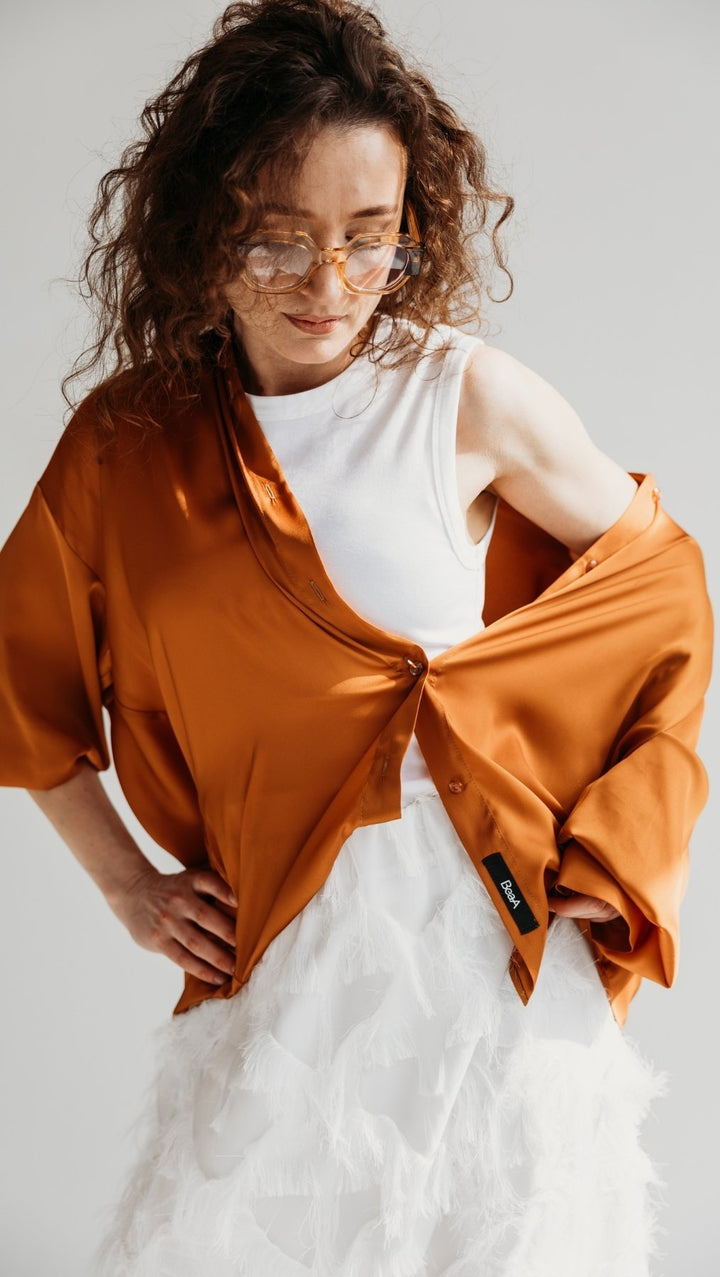 Silk Shirt Hot Lava - BeaA - Be At Home with Yourself - Top