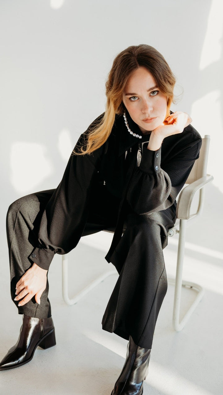 Textured Black Blouse - BeaA - Be At Home with Yourself - Top
