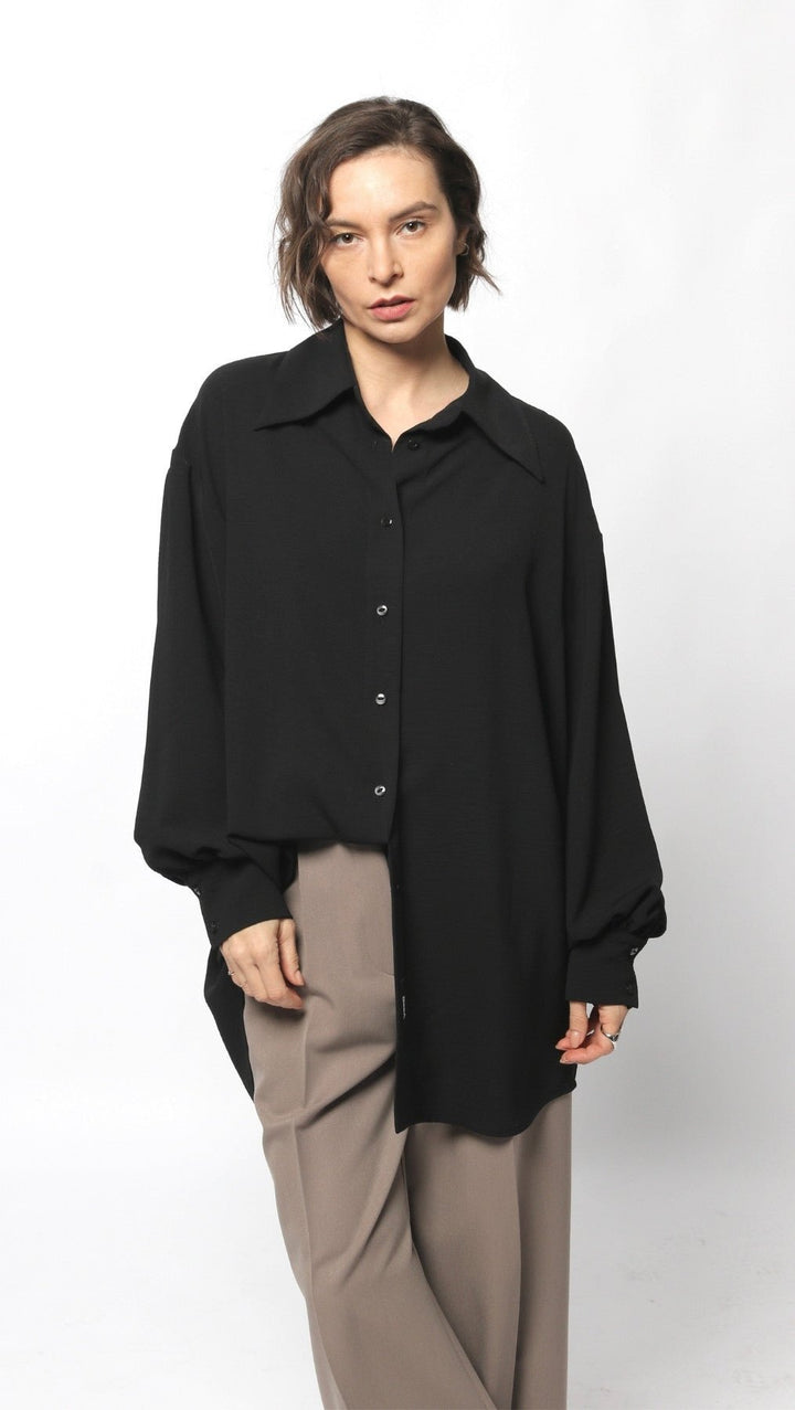 Textured Black Blouse - BeaA - Be At Home with Yourself - Top