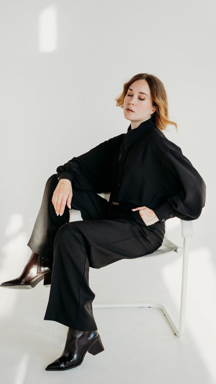 Textured Black Blouse - BeaA - Be At Home with Yourself - Top