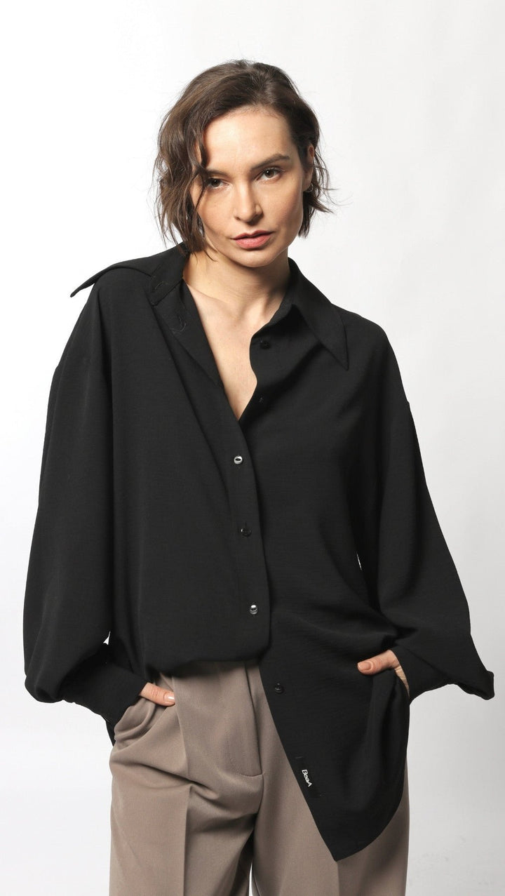 Textured Black Blouse - BeaA - Be At Home with Yourself - Top