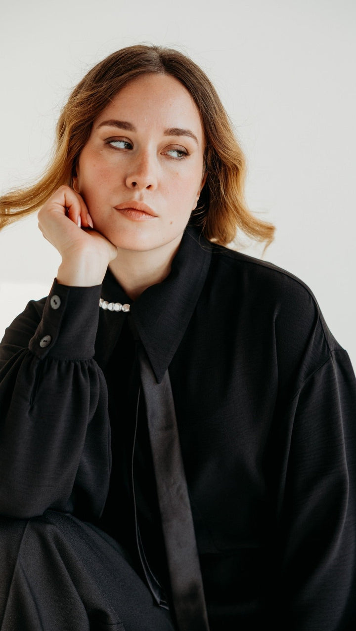 Textured Black Blouse - BeaA - Be At Home with Yourself - Top