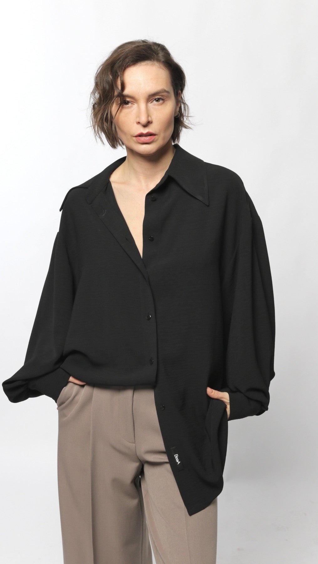 Textured Black Blouse - BeaA - Be At Home with Yourself - Top