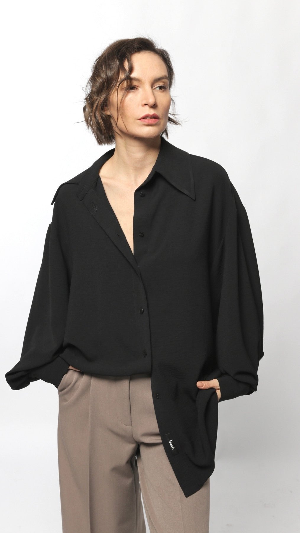 Textured Black Blouse - BeaA - Be At Home with Yourself - Top