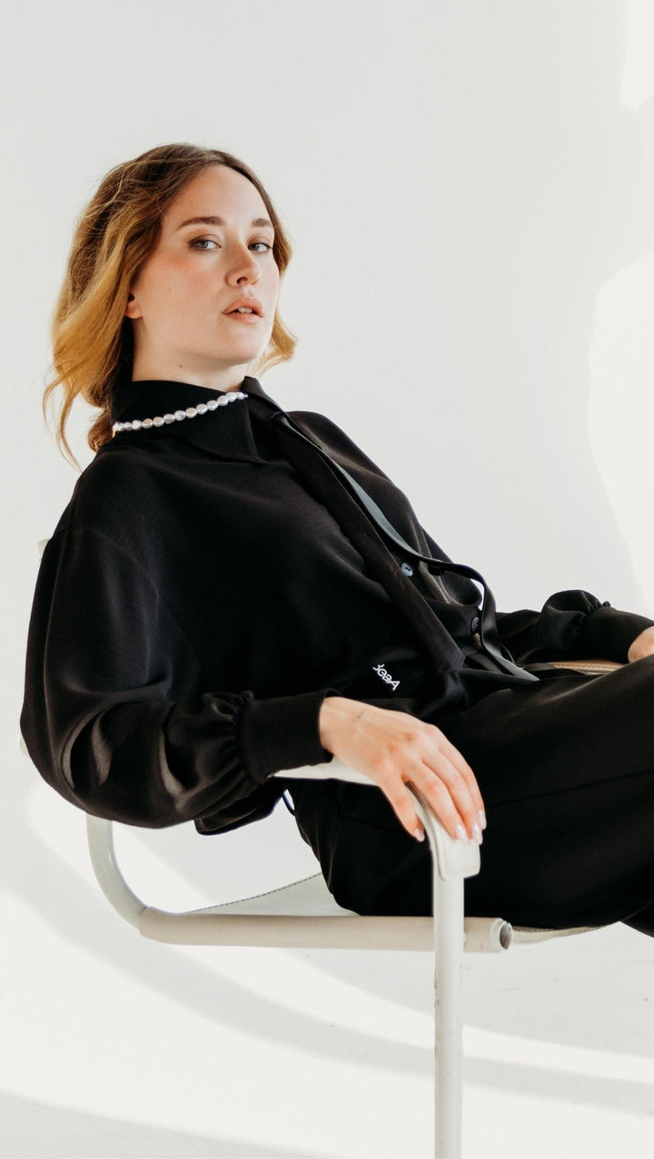 Textured Black Blouse - BeaA - Be At Home with Yourself - Top